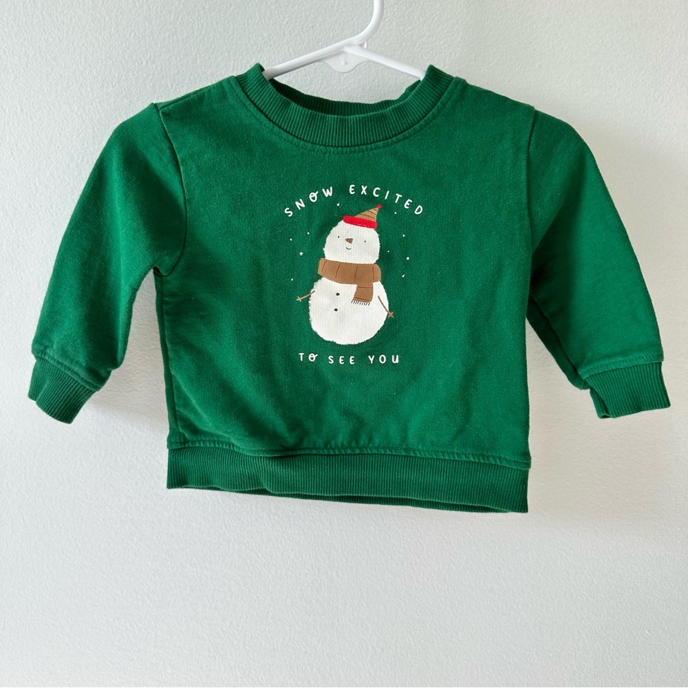 Carter's Green Snowman Sweatshirt - Size 6M